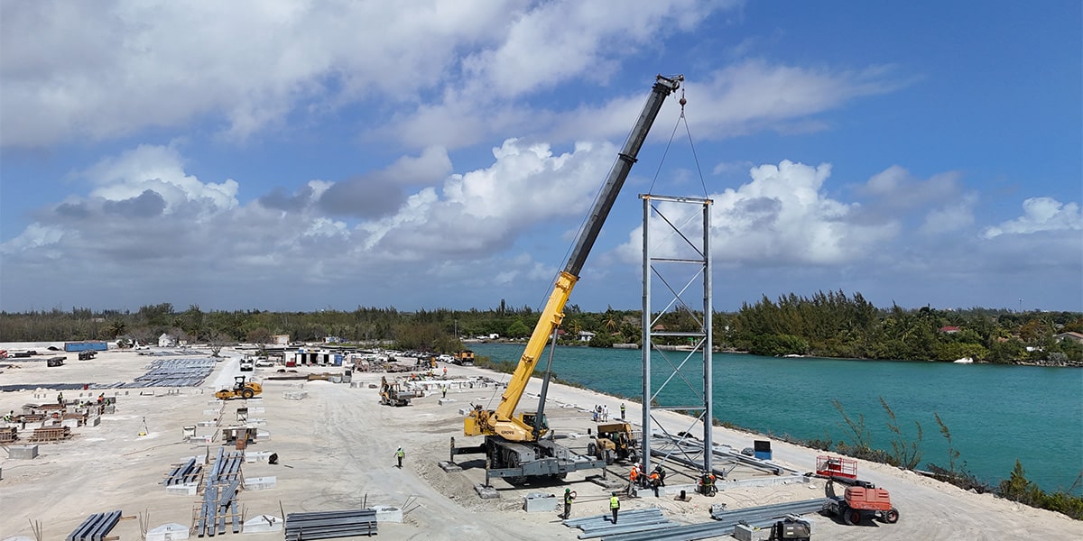construction of the dry storage at Blue Water Cay Marina